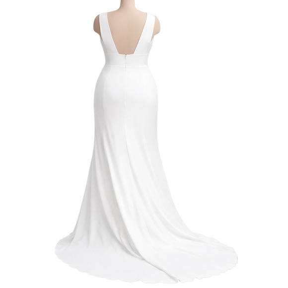 Wtoo by Watters Chloe Plus Size Wedding Dress 26W Ivory Deep V Train Gown - Picture 6 of 8